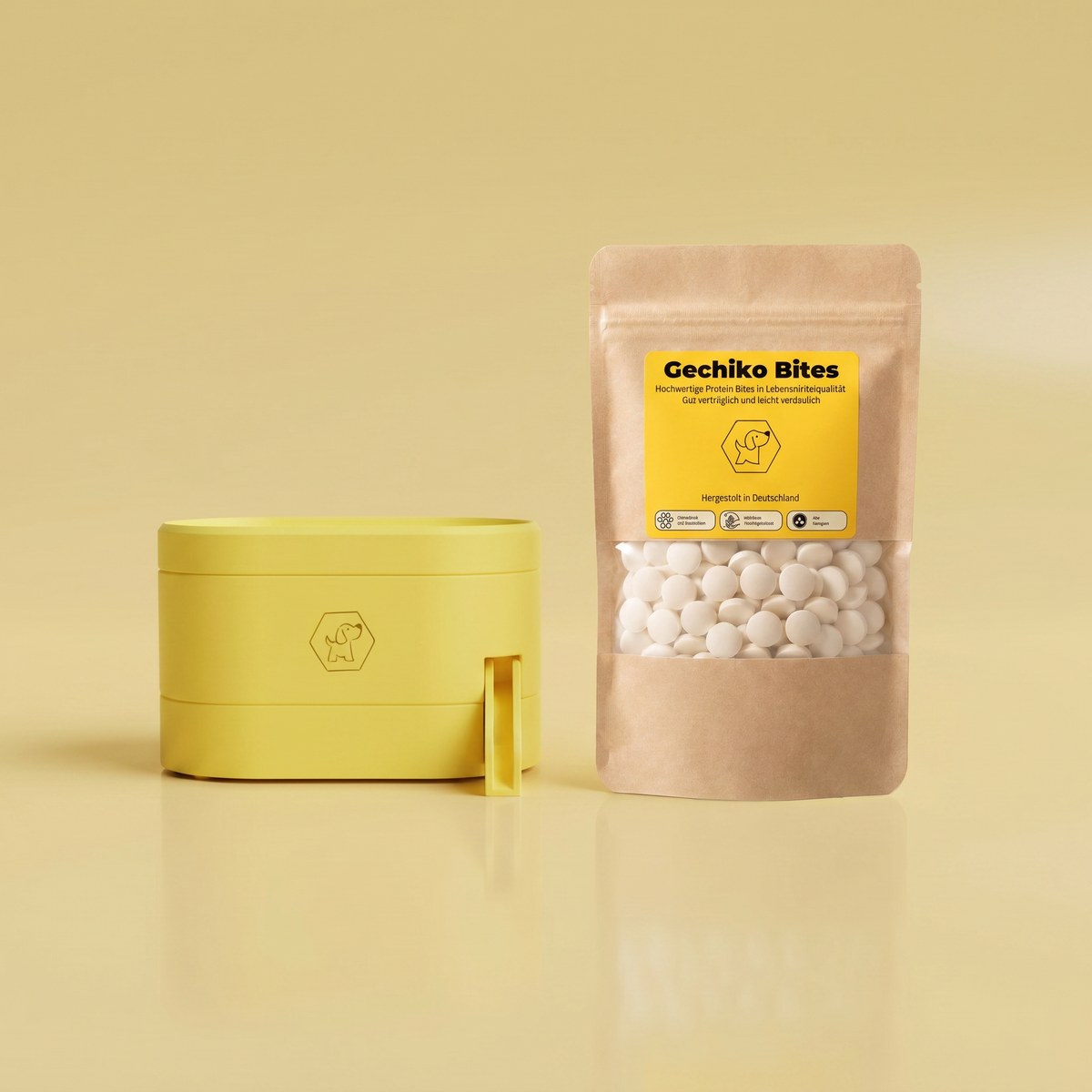 Gechiko Gerät mit einer Packung Gechiko Bites